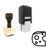 "Cheese" rubber stamp with 3 sample imprints of the image