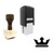 "King" rubber stamp with 3 sample imprints of the image