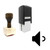 "Minimum Audio" rubber stamp with 3 sample imprints of the image