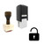 "Lock" rubber stamp with 3 sample imprints of the image