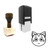 "Flushed Cat Face" rubber stamp with 3 sample imprints of the image