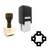 "Design" rubber stamp with 3 sample imprints of the image