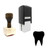 "Tooth" rubber stamp with 3 sample imprints of the image