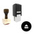 "Eject" rubber stamp with 3 sample imprints of the image