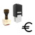 "Euro" rubber stamp with 3 sample imprints of the image
