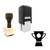 "Trophy" rubber stamp with 3 sample imprints of the image