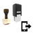 "Mobile Upload" rubber stamp with 3 sample imprints of the image