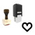 "Heart" rubber stamp with 3 sample imprints of the image