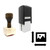 "Resize Photo" rubber stamp with 3 sample imprints of the image