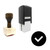 "Check" rubber stamp with 3 sample imprints of the image