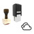 "Mostly Cloudy" rubber stamp with 3 sample imprints of the image
