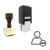 "User Minus" rubber stamp with 3 sample imprints of the image