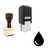 "Water" rubber stamp with 3 sample imprints of the image