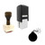 "Bomb" rubber stamp with 3 sample imprints of the image