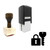 "Lock" rubber stamp with 3 sample imprints of the image
