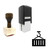 "Container" rubber stamp with 3 sample imprints of the image