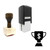 "Trophy" rubber stamp with 3 sample imprints of the image "Trophy" rubber stamp with 3 sample imprints of the image