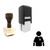 "Priest" rubber stamp with 3 sample imprints of the image