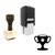 "Trophy" rubber stamp with 3 sample imprints of the image