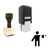 "Waiter" rubber stamp with 3 sample imprints of the image