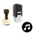 "Music Note" rubber stamp with 3 sample imprints of the image