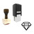 "Diamond" rubber stamp with 3 sample imprints of the image