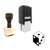 "Dice" rubber stamp with 3 sample imprints of the image