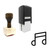 "Music" rubber stamp with 3 sample imprints of the image