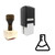 "Chemistry Flask" rubber stamp with 3 sample imprints of the image