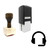 "Headset" rubber stamp with 3 sample imprints of the image