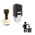 "Trash" rubber stamp with 3 sample imprints of the image