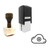 "Cloud Add" rubber stamp with 3 sample imprints of the image
