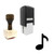 "Music Note" rubber stamp with 3 sample imprints of the image