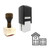 "School" rubber stamp with 3 sample imprints of the image