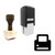 "Printer" rubber stamp with 3 sample imprints of the image