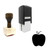 "Apple" rubber stamp with 3 sample imprints of the image