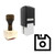 "Floppy" rubber stamp with 3 sample imprints of the image