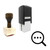 "Searching" rubber stamp with 3 sample imprints of the image