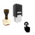 "Click" rubber stamp with 3 sample imprints of the image