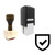 "Shield" rubber stamp with 3 sample imprints of the image