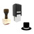 "Tophat" rubber stamp with 3 sample imprints of the image