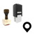 "Place" rubber stamp with 3 sample imprints of the image