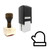 "Gloves" rubber stamp with 3 sample imprints of the image