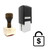 "Unlock Dollar" rubber stamp with 3 sample imprints of the image