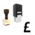 "Pound Sterling" rubber stamp with 3 sample imprints of the image