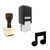 "Music Notes" rubber stamp with 3 sample imprints of the image