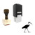 "Ibis Hieroglyph" rubber stamp with 3 sample imprints of the image
