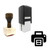 "Printer" rubber stamp with 3 sample imprints of the image