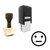 "Expressionless Emoticon" rubber stamp with 3 sample imprints of the image