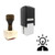 "Idea" rubber stamp with 3 sample imprints of the image